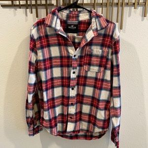 Men’s Hollister Red and White Heavy Flannel